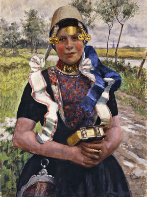 Dutch Finery, A Marken Girl, (oil on canvas)