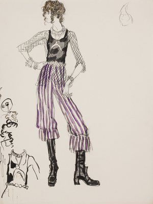 Modelling a Pirate Look II (crayon & w/c, brush & Indian ink on paper)