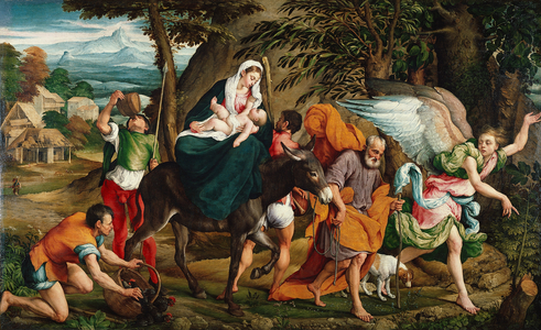 The Flight into Egypt, c.1544-45 (oil on canvas)