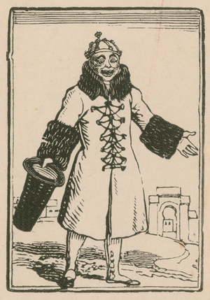 Joseph Grimaldi as Clown singing All the World in Paris, Surrey Theatre, 1814 (engraving)