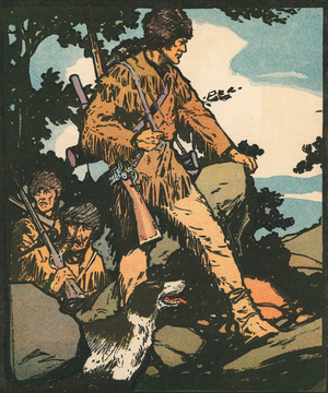 Explorers: Frontiersman Daniel Boone, 1931 (woodcut print)