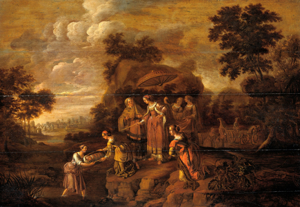 Pharaoh's Daughter Discovers Moses in the Rush Basket, 1615 (oil on panel)