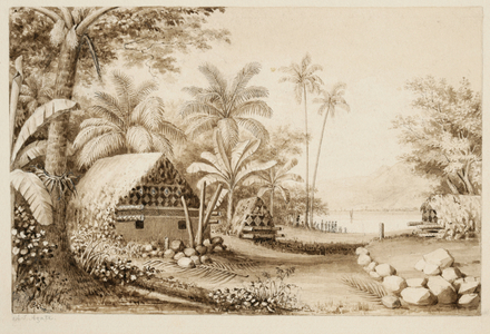 Tombs at Muthuata Island, Fiji (w/c on paper)