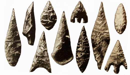 Selection of Neolithic lance and arrow heads found in Ireland