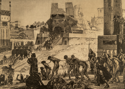 Sacrifice for God Baal. Engraving.