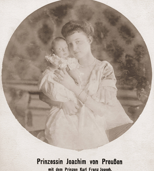 Princess Marie Auguste of Prussia with Prince Karl Franz Joseph, 1917