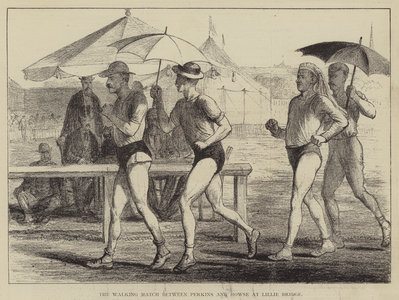The Walking Match between Perkins and Howse at Lillie Bridge (engraving)