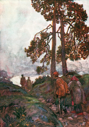 Feeble and Ready-to-Halt bring up the Rear (colour litho)