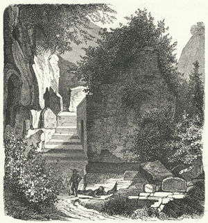 Tomb of the Roman poet Virgil, Posillipo, Naples (engraving)