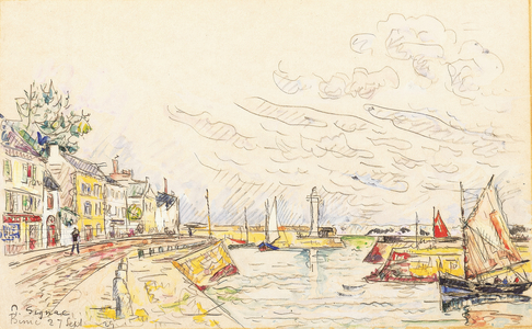 Port de Binic, 1929 (watercolour and gouache over black Conté crayon on paper laid down on board)