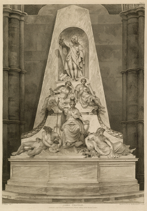 Monument to Lord Chatham at Westminster Abbey, London (engraving)