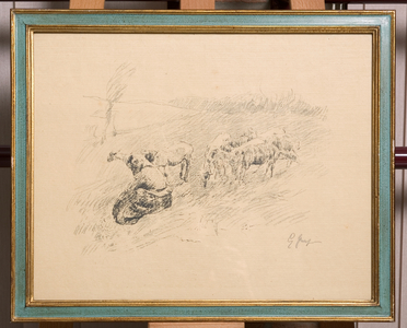 Grazing Sheep (litho)