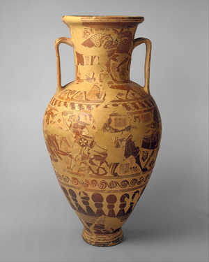 Terracotta neck-amphora storage jar, c.650 BC (terracotta)