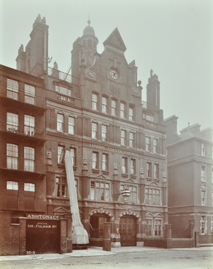Brompton Fire Station: exterior, 1905 (b/w photo)
