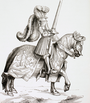 The champion of the tournament, Vita Imperatoris Maximiliani, from 'Military and Religious Life in the Middle Ages' by Paul Lacroix, published London c.1880 (litho)