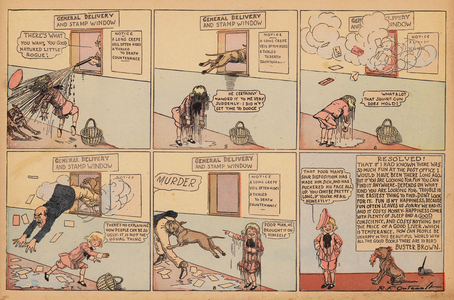 Buster Brown at the post office (colour litho)