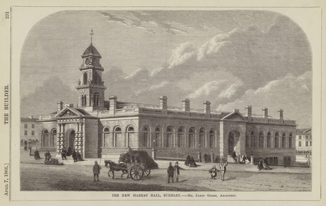 The New Market Hall, Burnley, Mr James Green, Architect (engraving)