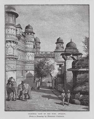 Principal Gate of the Fort, Gwalior (engraving)