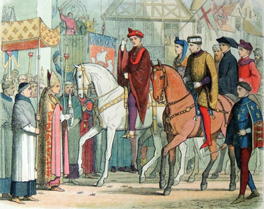 Charles of France and Henry of England welcomed by the clergy