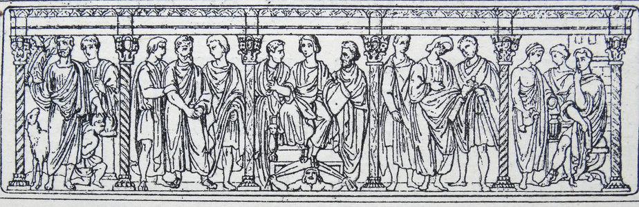 Engraving depicting a scene from the Byzantine Empire