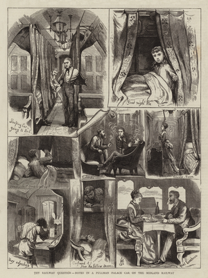 The Railway Question, Notes in a Pullman Palace Car on the Midland Railway (engraving)