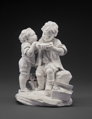 Children drinking milk, 1766-73 (Soft paste porcelain)
