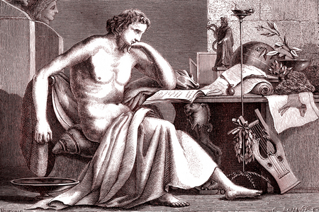 The young philosopher Aristo, 1866 (engraving)