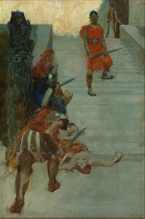 The Battle of the Stairs, 1904 (oil on canvas)