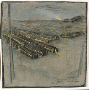 23rd General Hospital, 1915 (pastel with gouache on grey laid paper)
