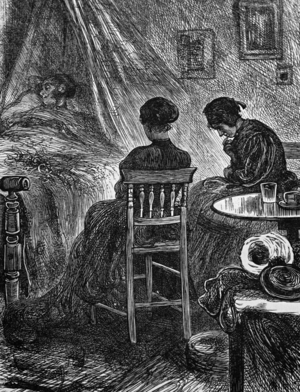 Daughters beside their mother's deathbed, 1850