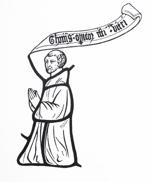 Oxford glass-painter Thomas I Glazier in the east window of Winchester College Chapel, England