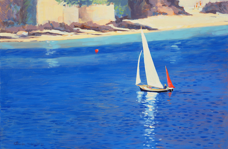 Salcombe - Yawl near Millbay, 1999 (oil on board)