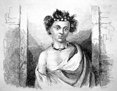Sandwich Island woman in ceremonial attire