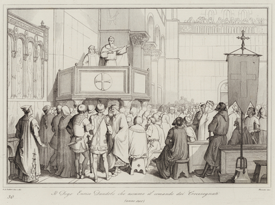 Il Doge Enrico Dandolo che assume il comando dei Crocesegnati, 1201 (engraving)