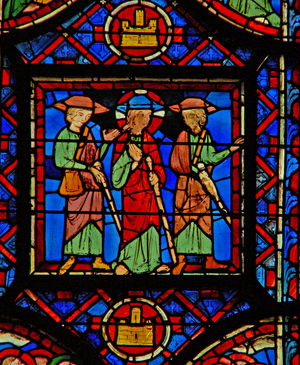Window w8  the Resurrection cycle - the road to Emmaus (stained glass)