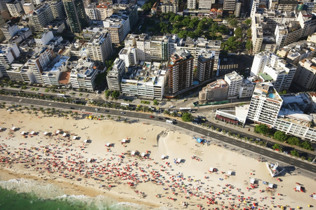 Brazil, Brazil, Rio de Janeiro, Aerial view of coastline and city, Rio de Janeiro (photo)