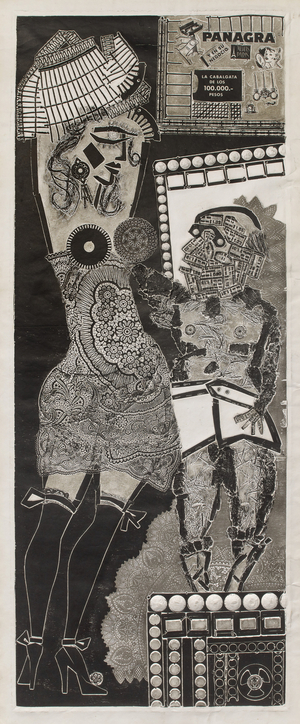 Ramona y el anciano de la serie Ramona Montiel y sus amigos, 1962 (xilo-collage-relief)