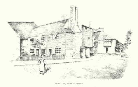 Swan Inn, Thames Ditton (litho)