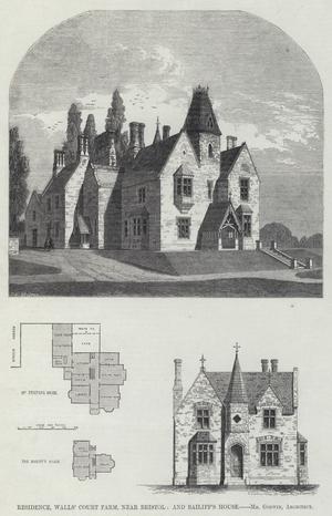 Residence, Walls' Court Farm, near Bristol, and Bailiff's House (engraving)