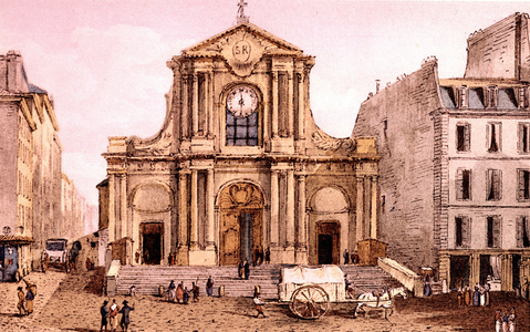 Saint Roch church in Paris, built in 1653-1754, here c. 1830, engraving