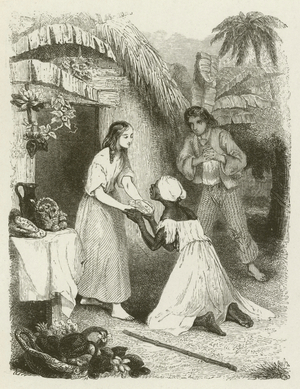 The negro slave at Virginia's feet (engraving)