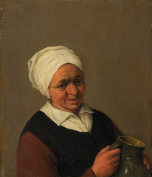 Old Peasant Woman Holding a Jug, c.1643 (oil on oak)