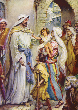 Healing the Sick at Eventide (colour litho)