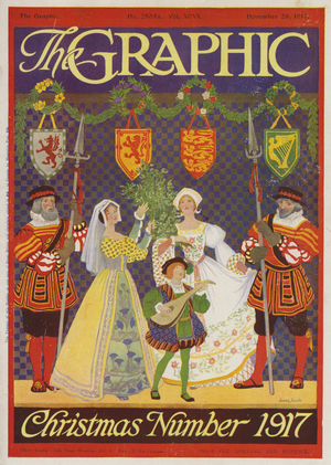 Tudor Christmas scene (colour litho)