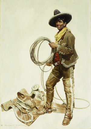 Mexican Cowboy, (oil on masonite)