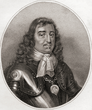 George Monck, 1st Duke of Albemarle, Earl of Torrington, Baron Monck of Potheridge Beauchamp and Teyes, 1608 to 1670.  English soldier and politician.  Engraved by Bocquet from the book A catalogue of Royal and Noble Authors, Volume III published 1806.