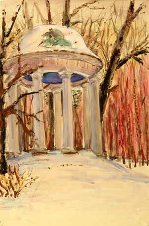 Pavilion amongst Trees, 1963 (tempera on paper)