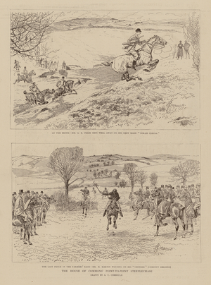 The House of Commons' point-to point steeplechase (engraving)