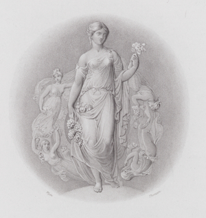 Maids with roses (engraving)