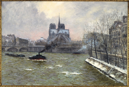 The chevet of Notre-Dame, seen from the Pont de la Tournelle, snow effect, 1902 (oil painting)